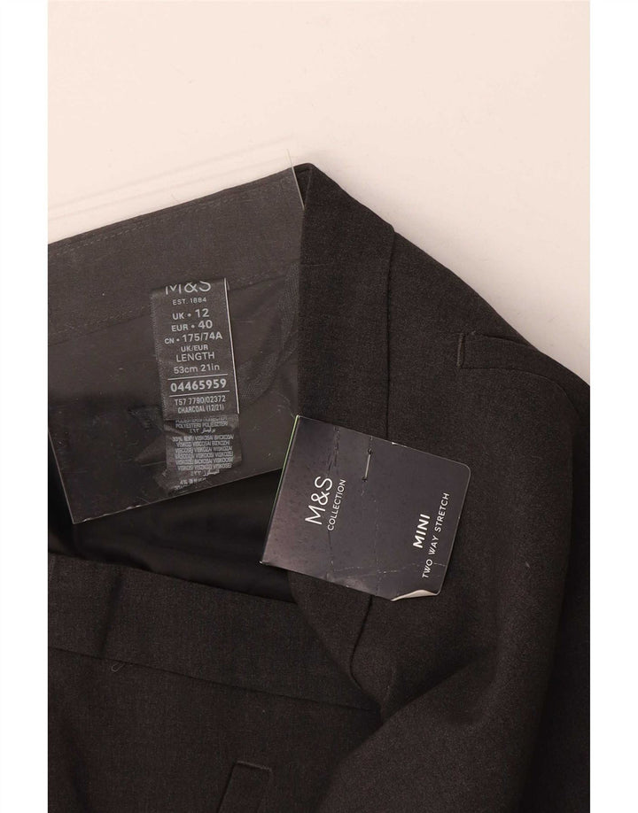 Женская мини-юбка Marks & Spencer UK 12 Medium W30 Серый полиэстер