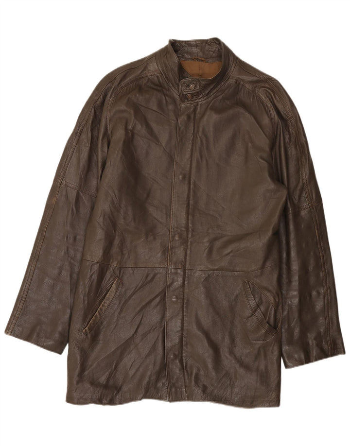 VINTAGE Herre Læderjakke IT 52 XL Brunt Læder