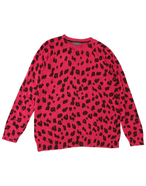 Marks & Spencer Dame sweater med rund hals DK 22 2XL Pink Animal Print