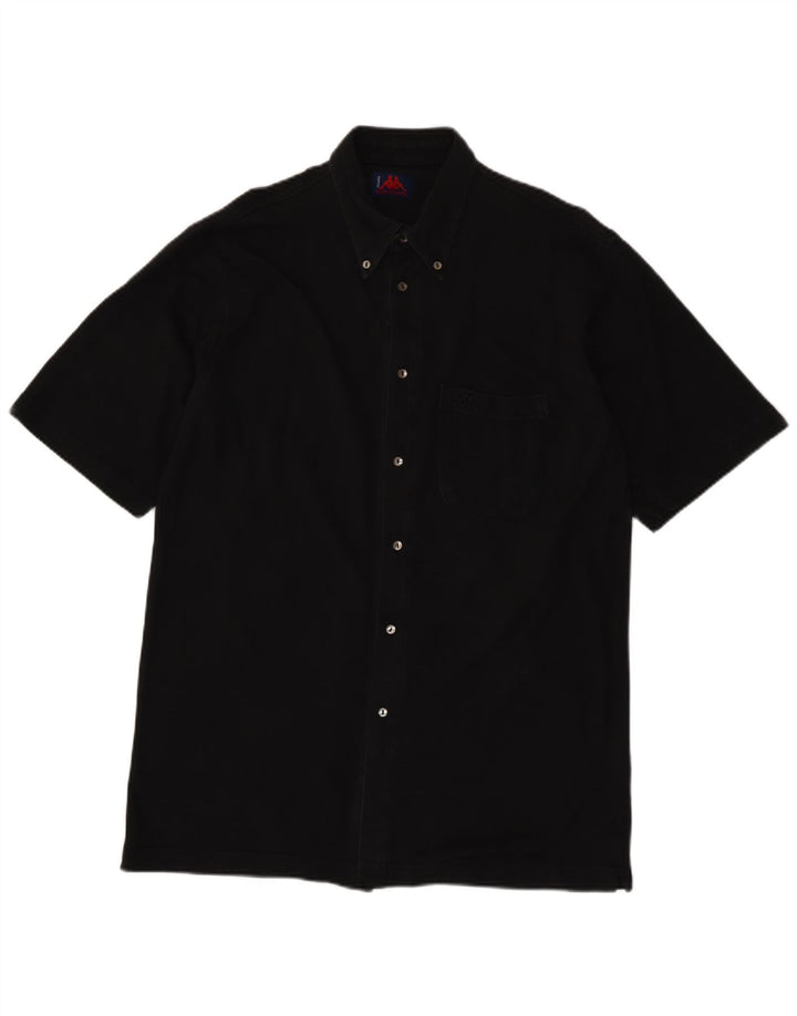 Kappa Mens Short Sleeve Shirt XL Black Cotton