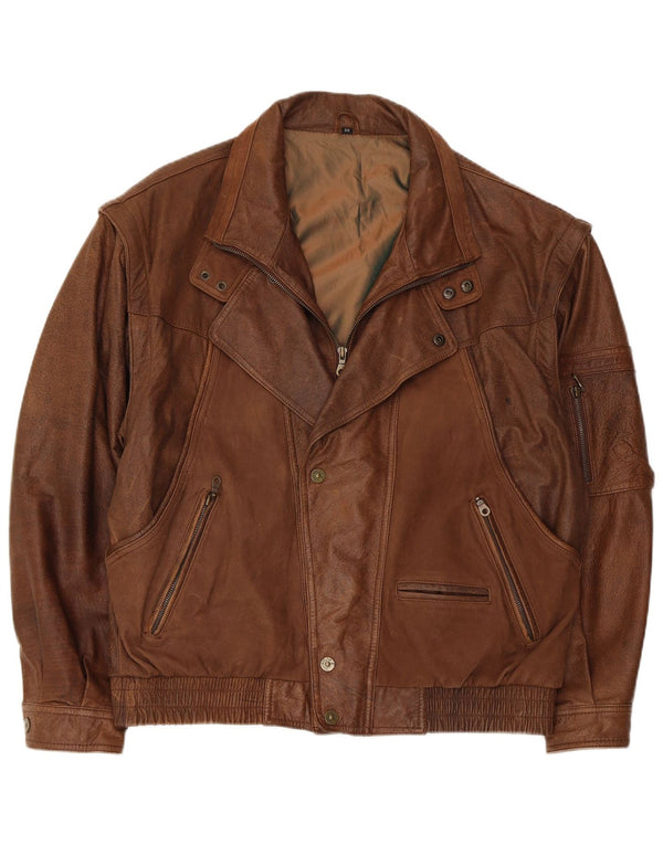 Trapper Chaqueta de cuero para hombre UK 42 XL Marrón