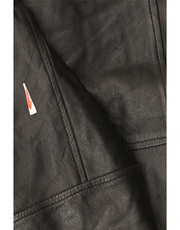 Marks & Spencer Mens Leather Jacket UK 38 Medium Black Leather