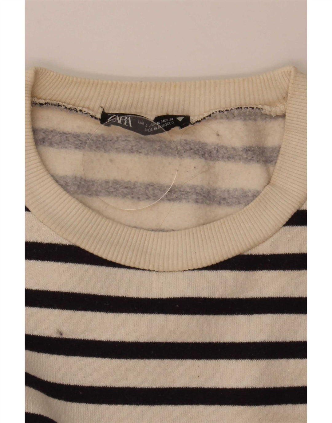 Zara Womens Oversized Sweatshirt Jumper UK 14 Medium Off White Striped