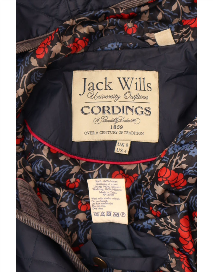 Jack Wills Womens Hooded Quilted Jacket UK 8 Small  Navy Blue Nylon