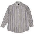 Camicia Chaps da uomo vestibilità classica taglia 16 grande cotone a righe bianche