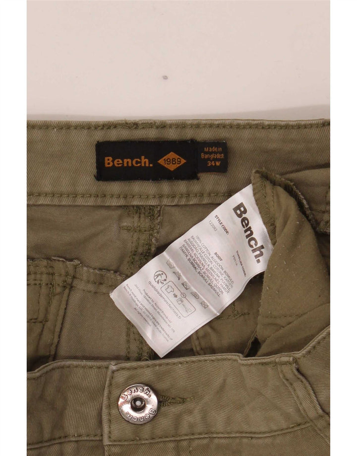 Pantaloni cargo slim da uomo Bench W34 L30 cotone kaki