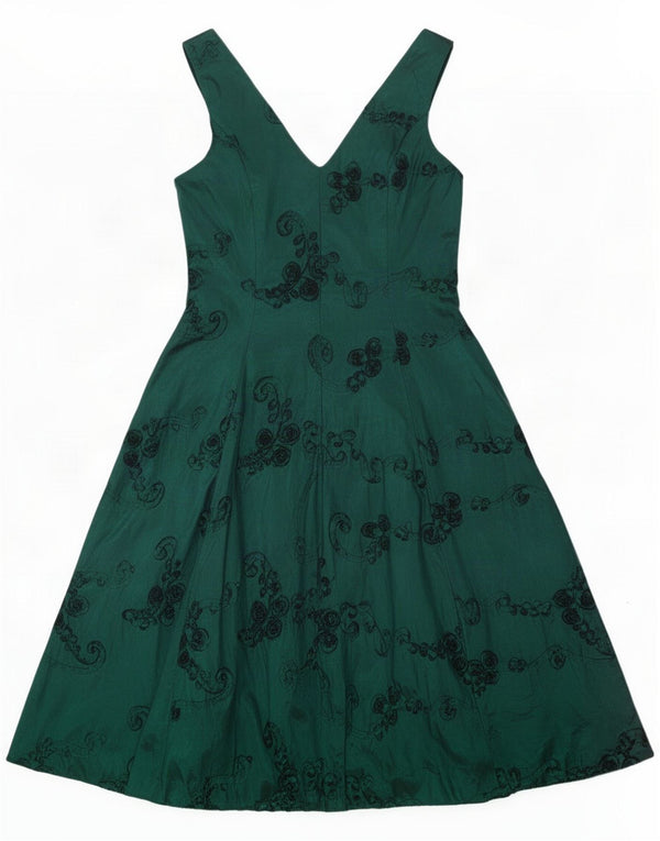 Phase Eight Dame Ærmeløs A-Line Kjole UK 14 Medium Green Floral Nylon