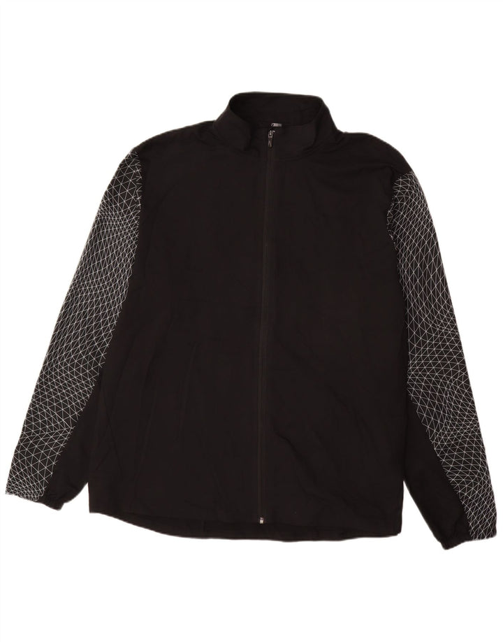 MARKS & SPENCER Mens Tracksuit Top Jacket 2XL Black Check Polyester