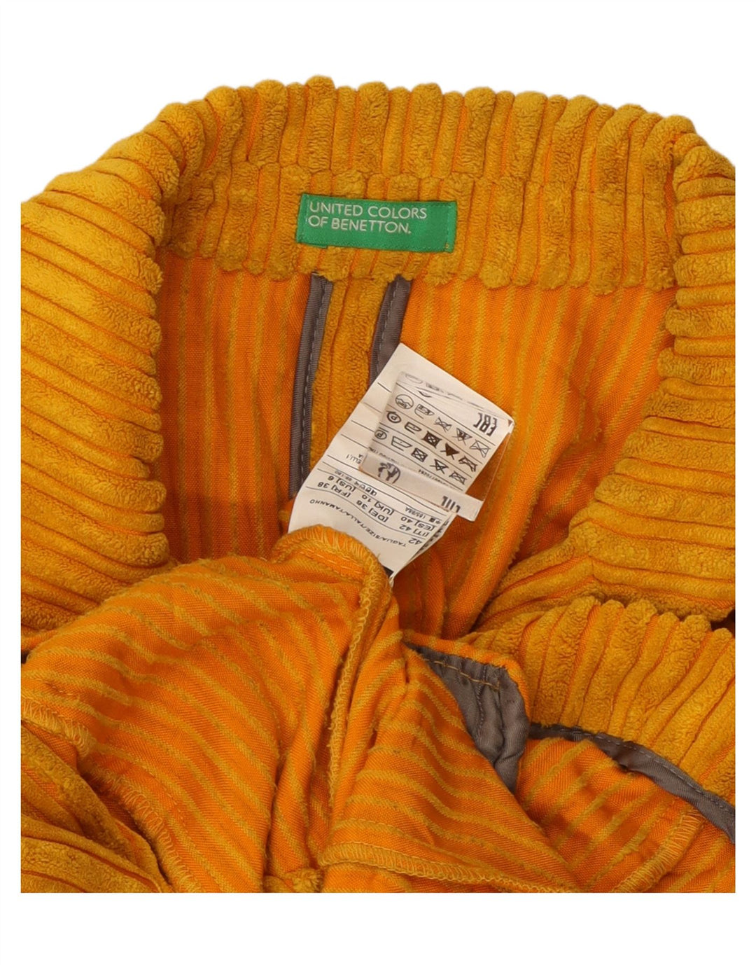 BENETTON Womens Double Breasted Corduroy Blazer Jacket UK 10 Small Yellow
