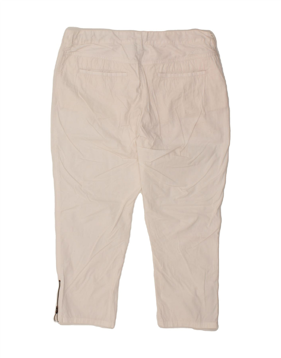 ADIDAS Womens Crop Casual Trousers W31 L24  White Cotton Vintage Adidas and Second-Hand Adidas from Messina Hembry 