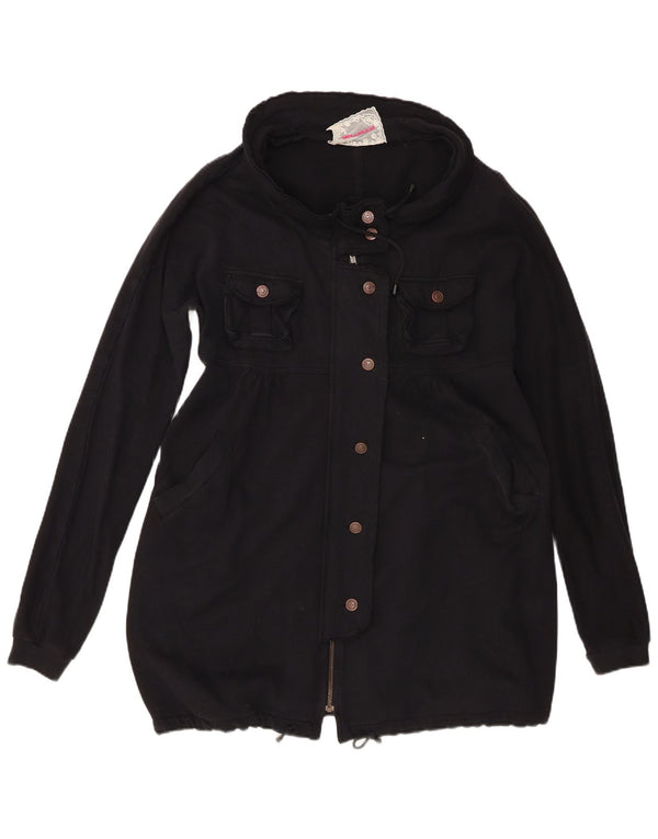 Fornarina Dame Windbreaker Coat UK 16 Large Black Bomuld