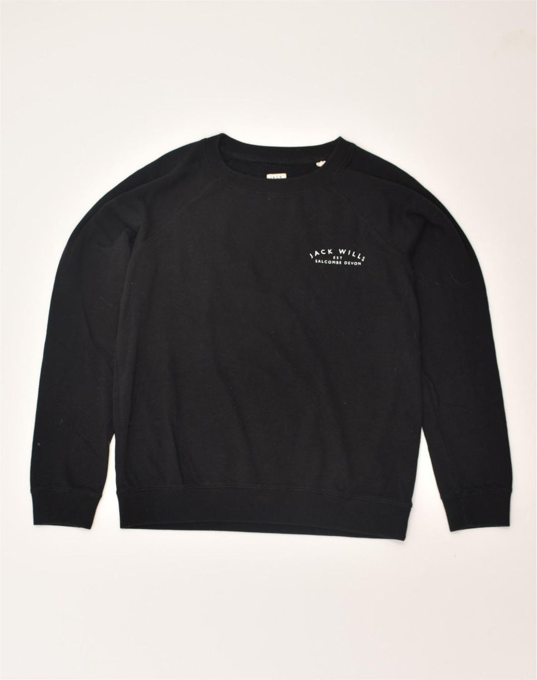 JACK WILLS Womens Sweatshirt Jumper UK 12 Medium Black Cotton | Vintage Jack Wills | Thrift | Second-Hand Jack Wills | Used Clothing | Messina Hembry 