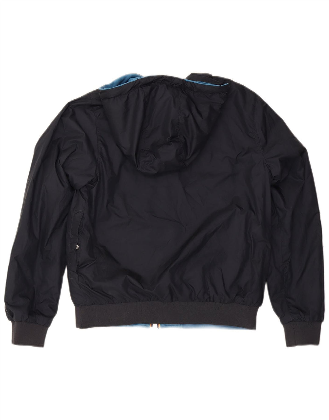 K-Way Womens Hooded Reversible Jacket UK 10 Small Navy Blue Cotton