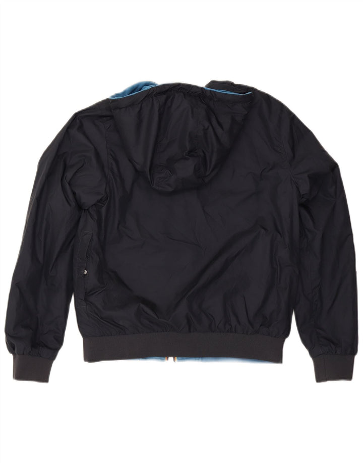 K-Way Womens Hooded Reversible Jacket UK 10 Small Navy Blue Cotton