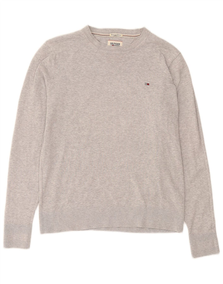 Tommy Hilfiger Mens Crew Neck Jumper Sweater Medium Grey Cotton