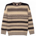 Maglione vintage da uomo girocollo a righe grandi grigie