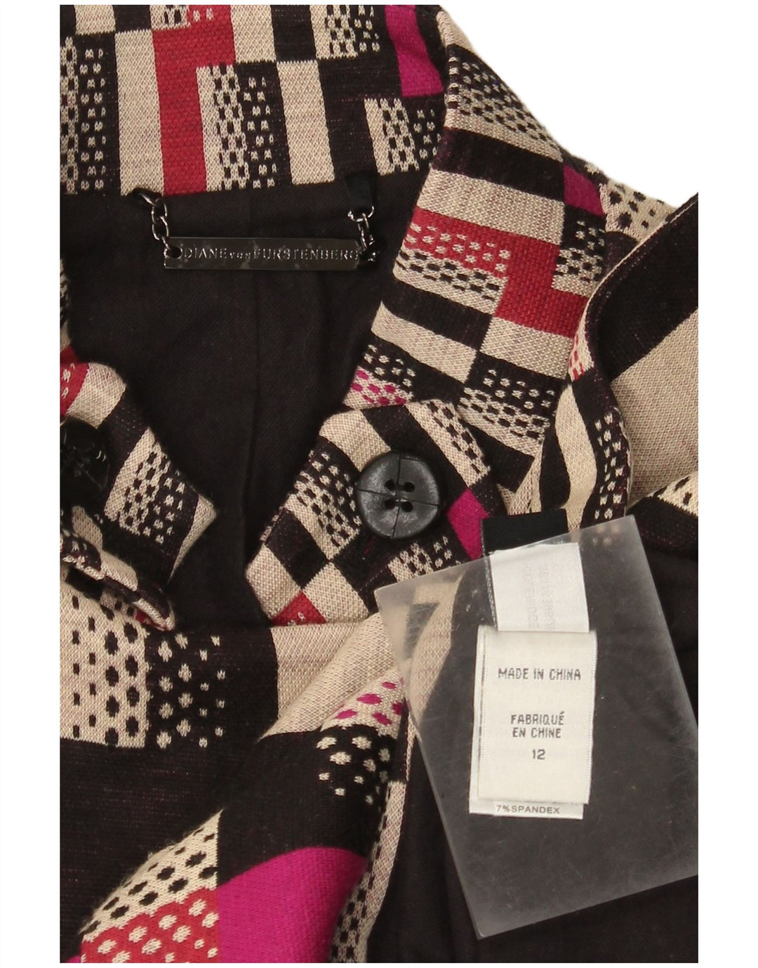 Soprabito da donna DIANE FURSTENBERG US 12 Grande lana geometrica multicolore