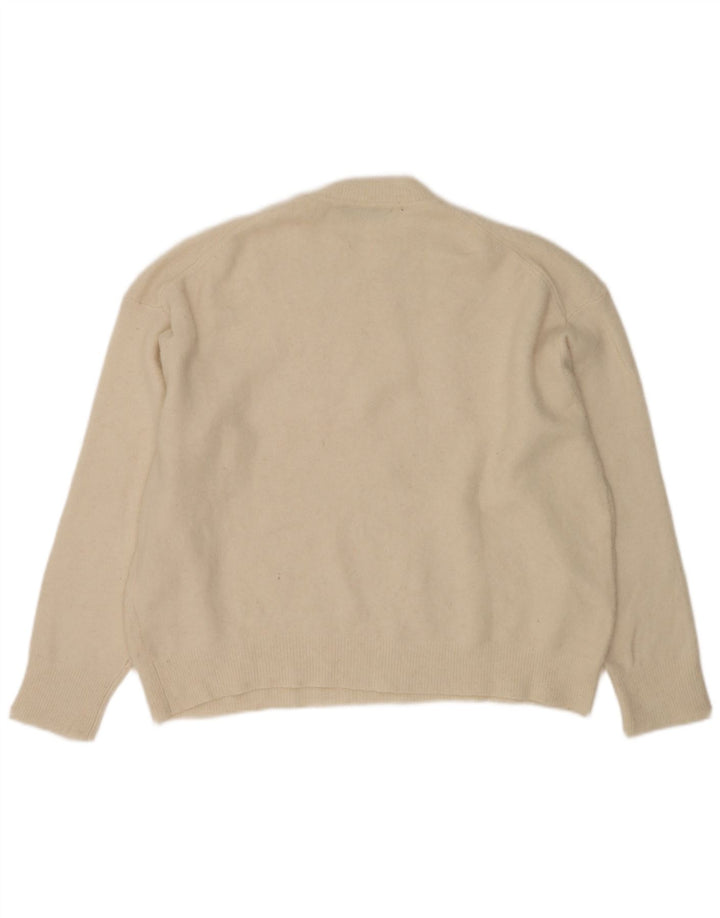 Zara Womens Oversized Crew Neck Jumper Sweater UK 14 Medium Off White