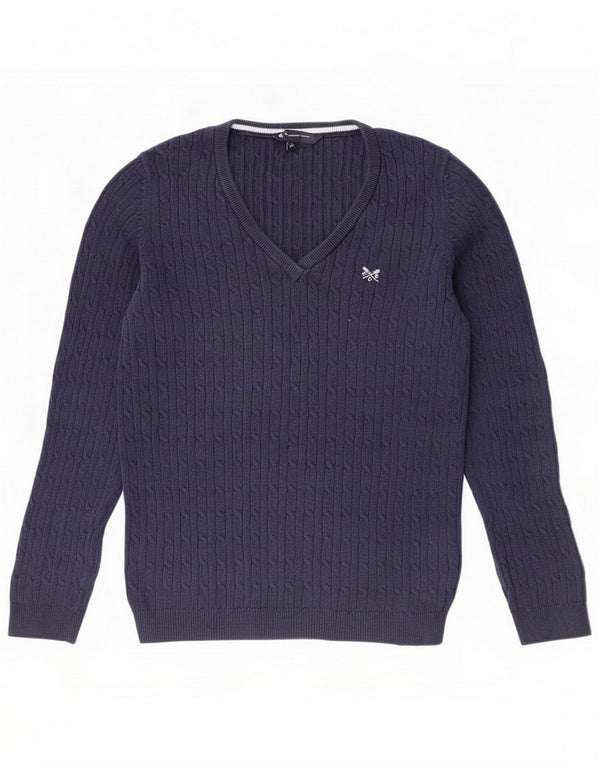 Crew Clothing Damski sweter z dekoltem w kształcie litery V UK 12 Średni granatowy bawełniany