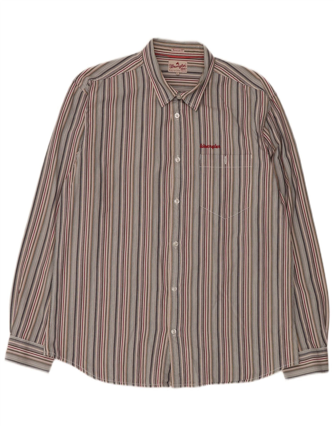 Wrangler Herrenhemd, groß, mehrfarbig, gestreift, Baumwolle