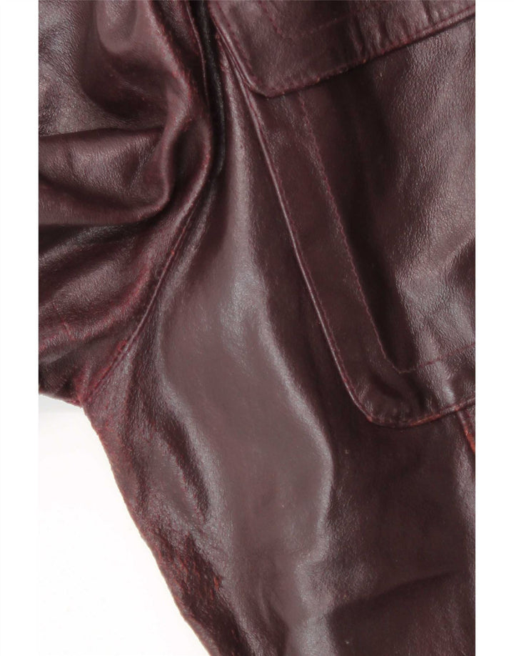 Giacca in pelle vintage da uomo UK 42 XL Borgogna