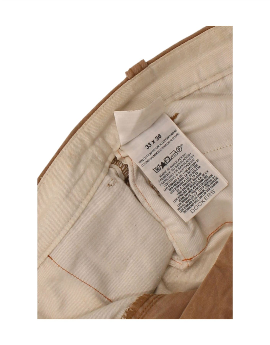 DOCKERS Mens Straight Chino Trousers W33 L30 Brown Cotton Vintage Dockers and Second-Hand Dockers from Messina Hembry 