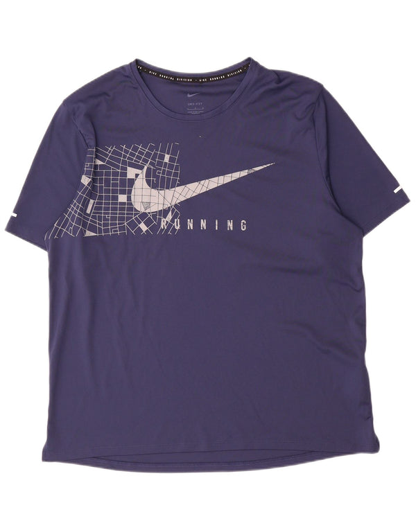 Nike Mens Graphic T-Shirt Top Large Navy Blue Polyester