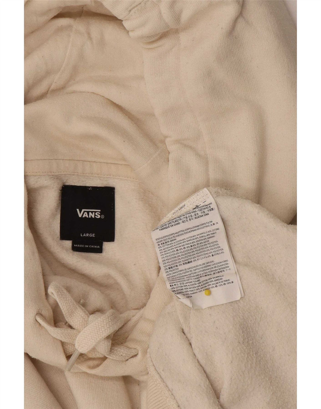 Vans Mens Graphic Hoodie Jumper Large Off White Cotton
