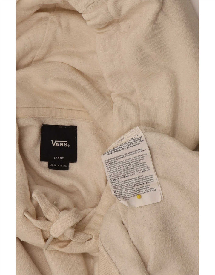 Vans Mens Graphic Hoodie Jumper Large Off White Cotton