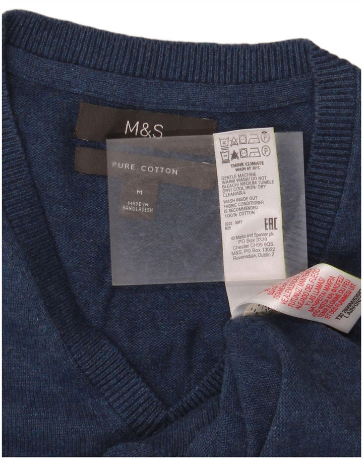 MARKS & SPENCER Mens Vest Tank Top Medium Navy Blue Cotton