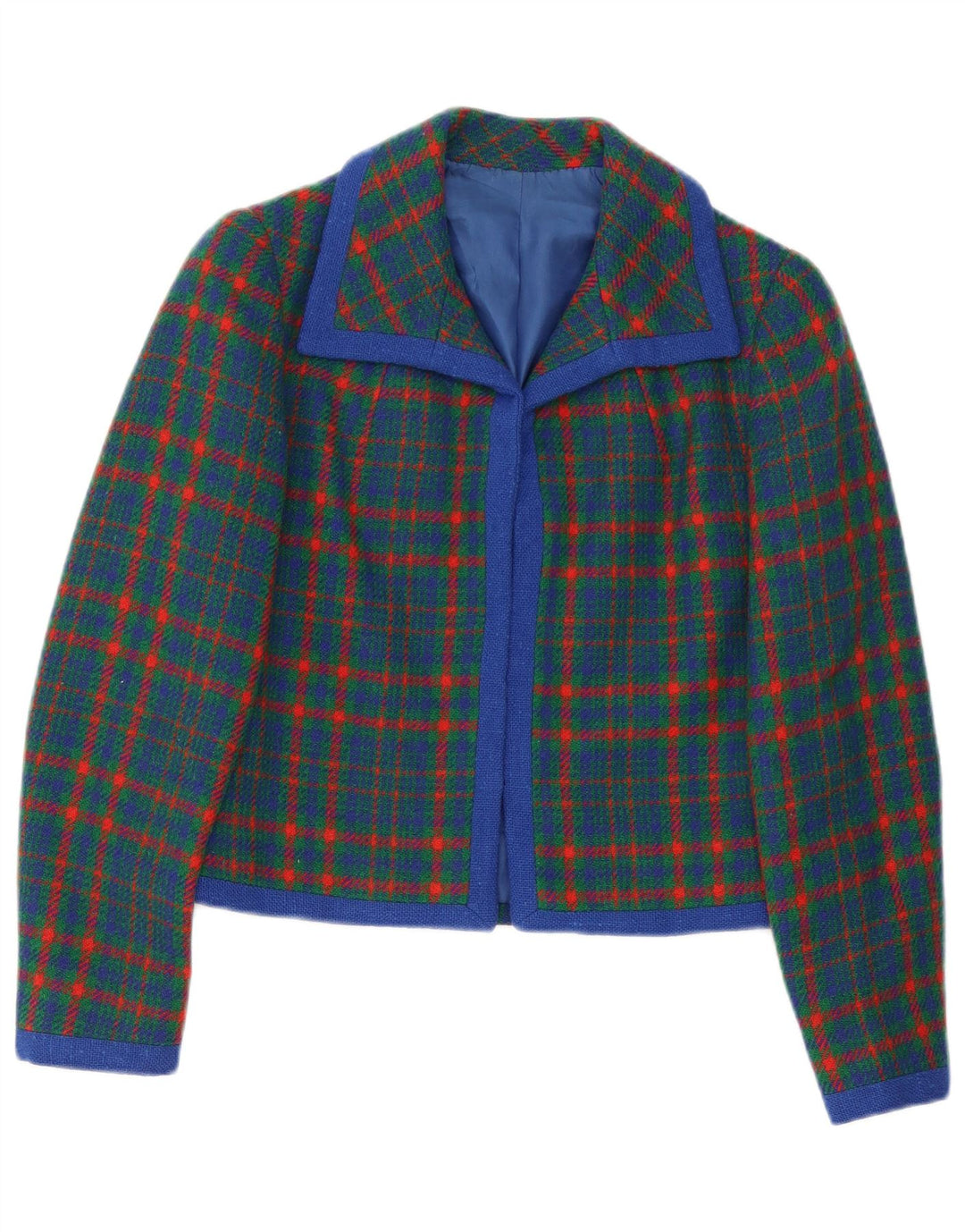 vintage Femme Blazer Veste UK 10 Petit Vert Plaid Rétro