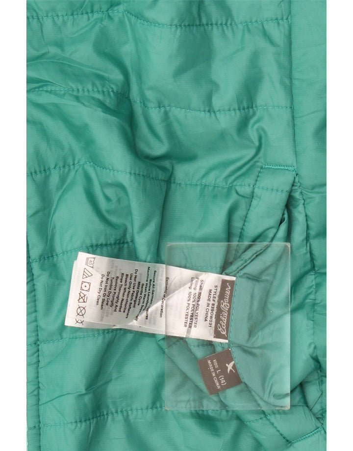 EDDIE BAUER Girls Hooded Padded Jacket 13-14 Years Large Green Polyester