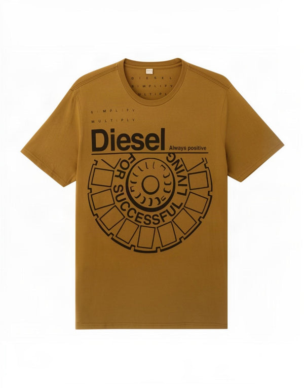 Diesel Mens Graphic T-Shirt Top Large Brown Cotton