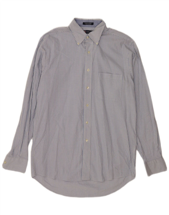 Chaps Mens Classic Fit Shirt Size 34/35 15-15 1/2 Medium Blue Striped