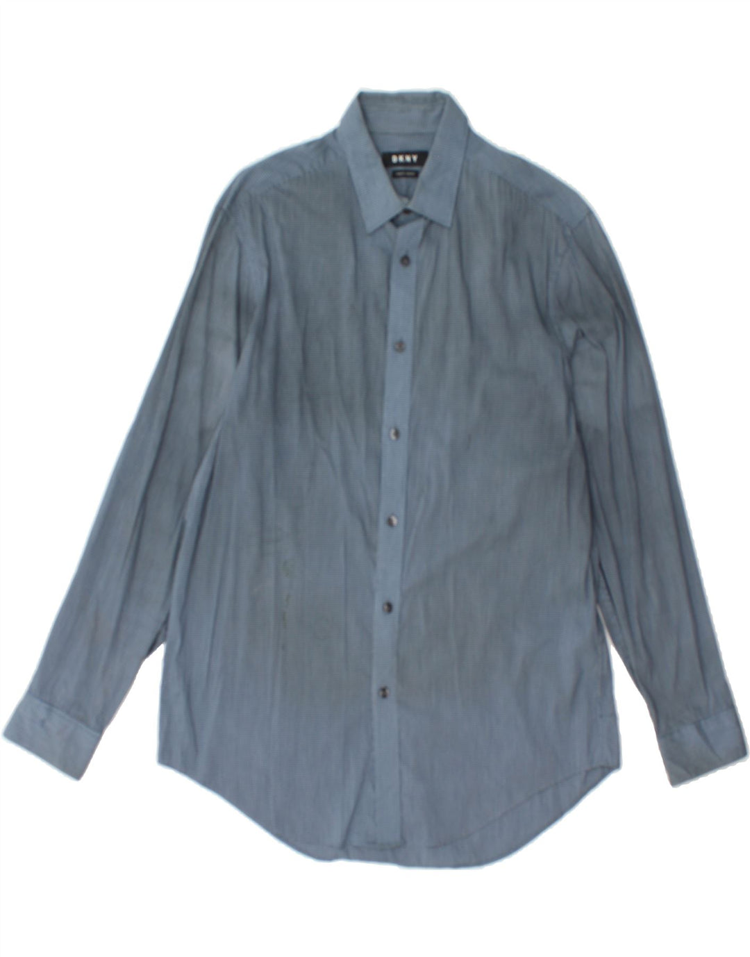 DKNY Mens Slim Fit Shirt Size 15 1/2 Medium Navy Blue Check Vintage Dkny and Second-Hand Dkny from Messina Hembry 