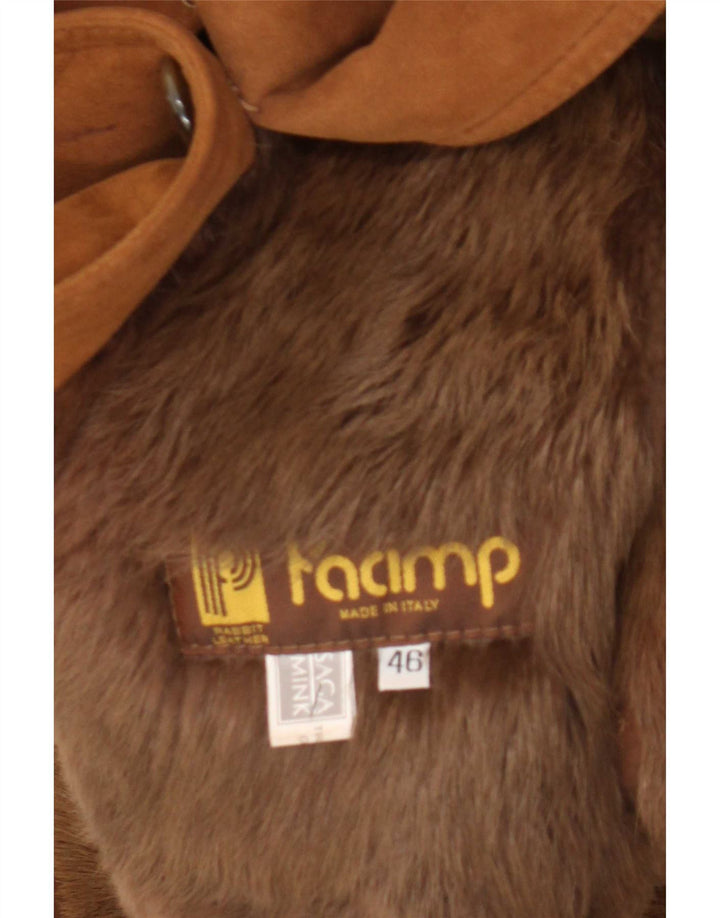 Vintage Womens Shearling Coat IT 46 Large Brown Leather