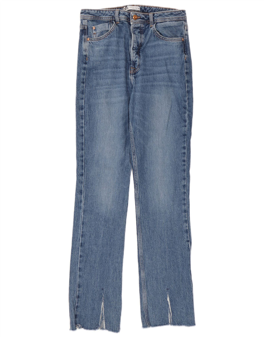 Zara Dame Straight Jeans EU 40 Medium W30 L32 Blå Bomuld