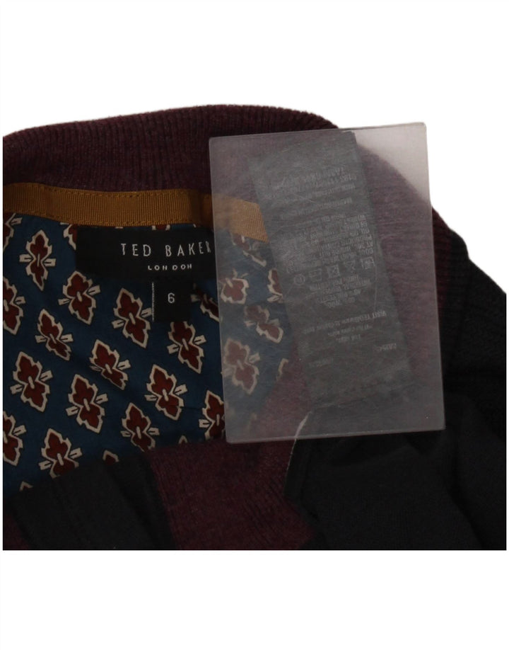Ted Baker Mens Button Neck Jumper Sweater Size 6 2XL Navy Blue Wool