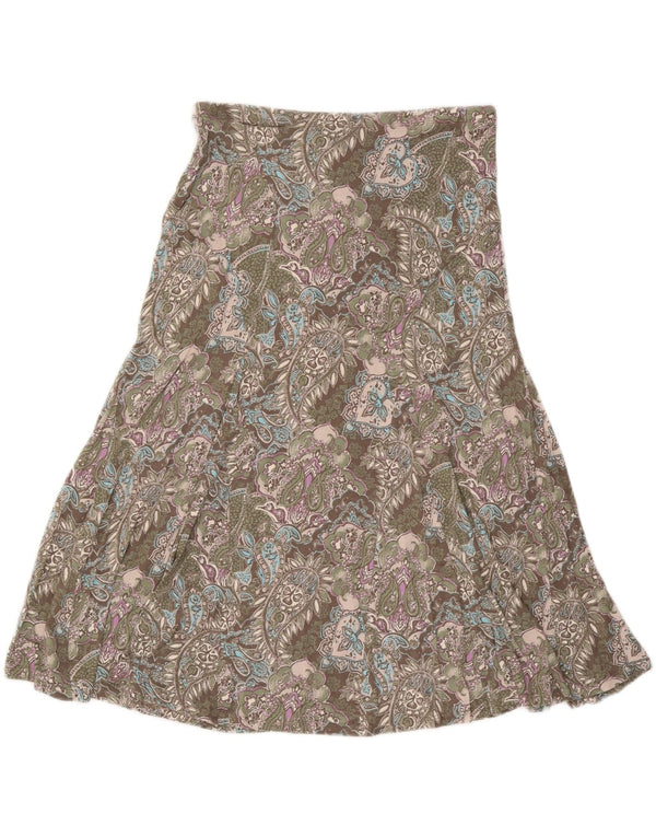 Marks & Spencer Jupe trapèze pour femme UK 14 Large W32 Gris Paisley Viscose