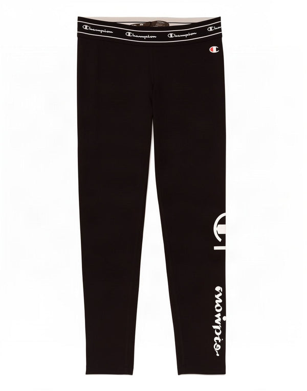 Champion Womens Graphic Leggings UK 14 Mittelschwarze Baumwolle