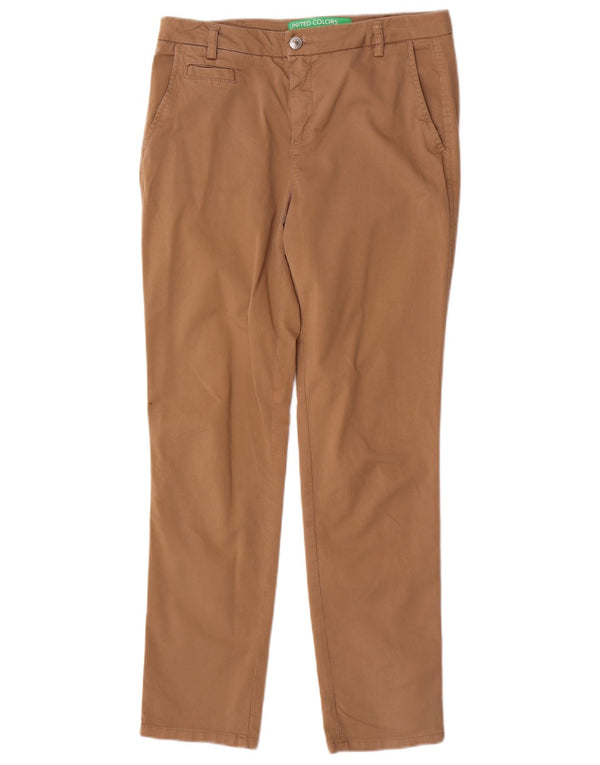 Pantaloni chino subțiri pentru femei Benetton UK 10 Small W30 L29 Bej Bumbac