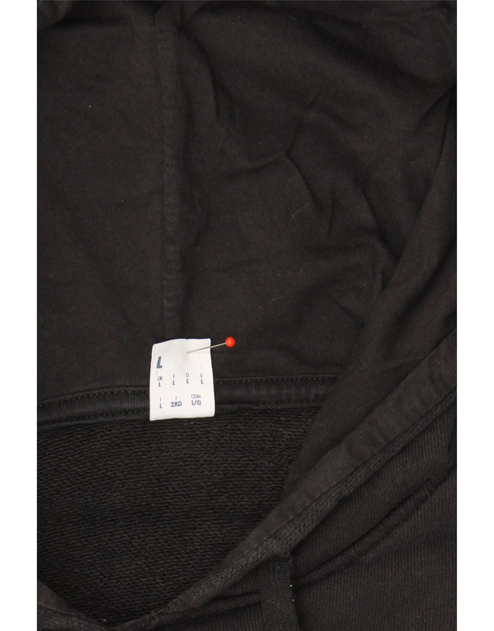 REEBOK Mens Graphic Hoodie Jumper Large Black Vintage Reebok and Second-Hand Reebok from Messina Hembry 