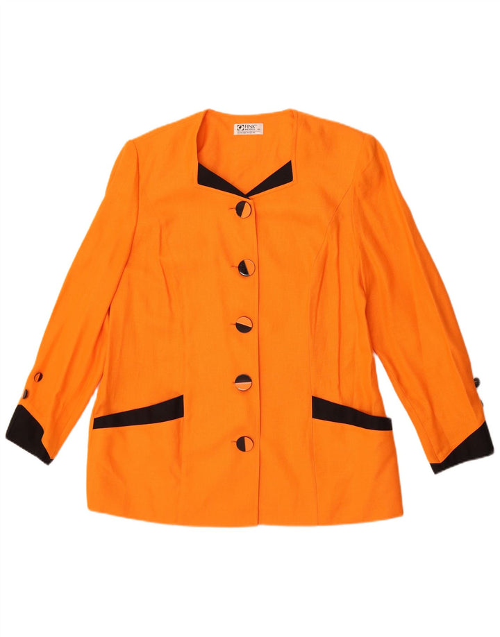 Fink Modell Damen 5-Knopf-Blazerjacke UK 18 XL Orange Farbblock