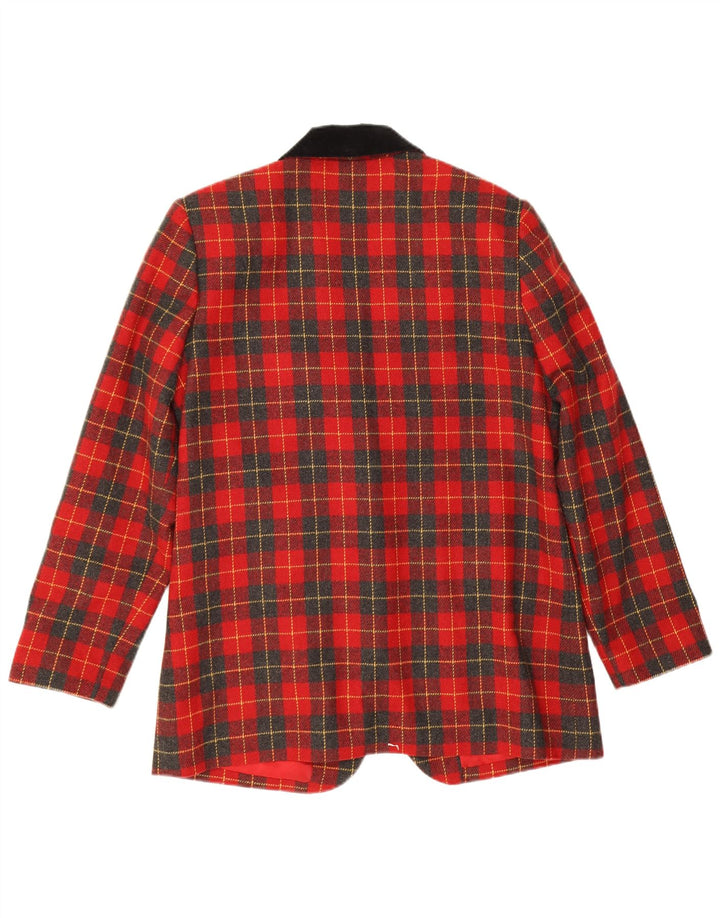 Sag Harbor Womens 1 Button Blazer Jacket US 8 Medium Red Check Wool