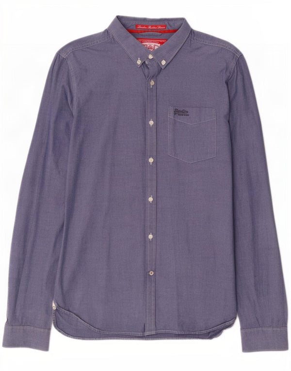 Camicia da uomo Superdry Large in cotone blu