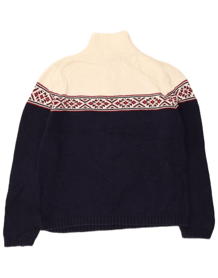 EDDIE BAUER Womens Zip Neck Jumper Sweater UK 14 Medium Navy Blue