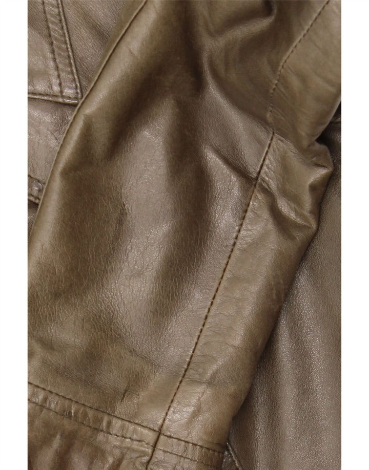 Vintage Damen Lederjacke IT 42 Medium Khaki Leder