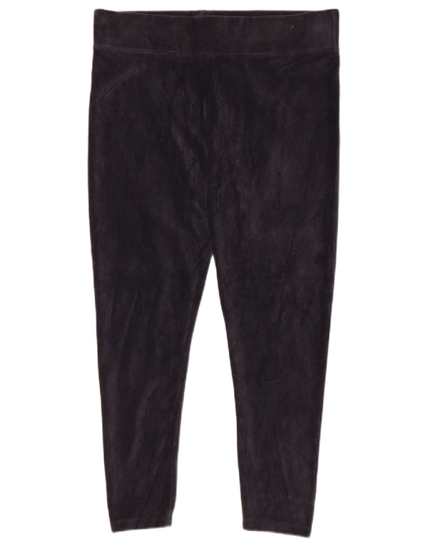 Marks & Spencer Womens Crop Corduroy Leggings UK 14 Large Navy Blue Cotton