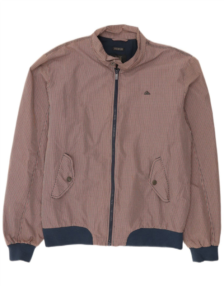 Quiksilver Mens Bomber Jacket UK 42 XL Red Gingham Cotton