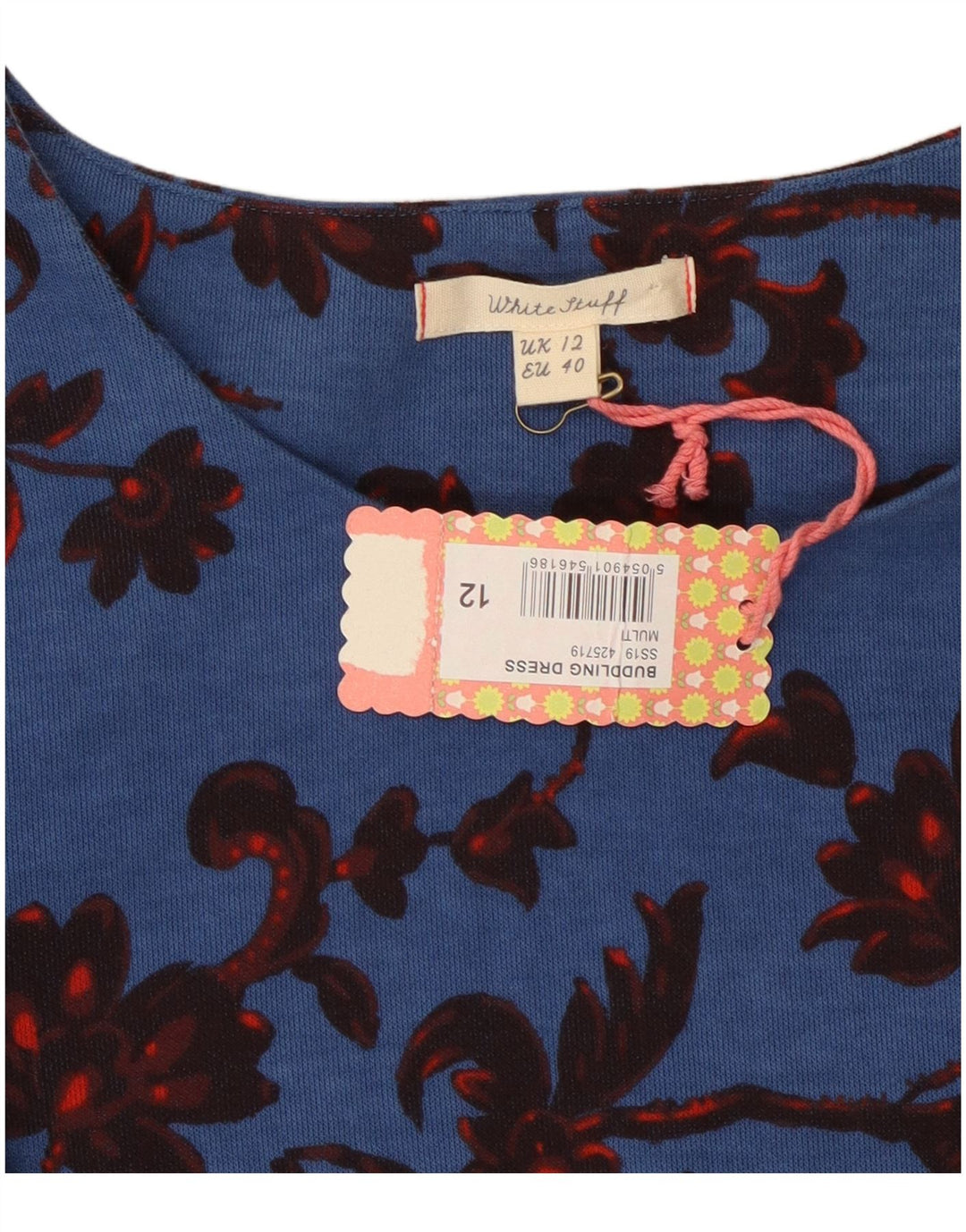 WHITE STUFF Womens 3/4 Sleeve Sheath Dress UK 12 Medium Blue Floral